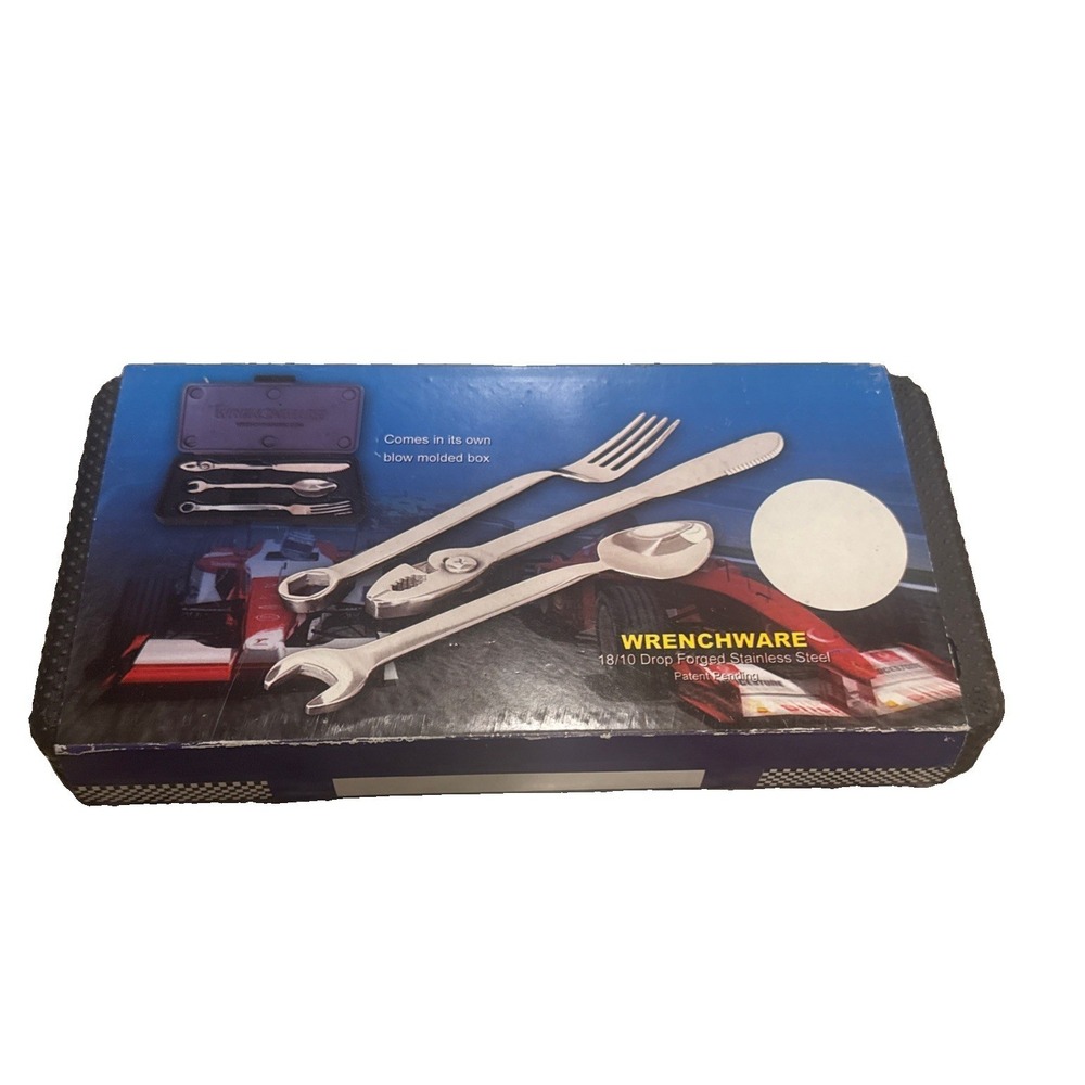 WRENCHWARE – LARGE 3-piece Silverware Set Tool Fork, Knife and Spoon Boxed